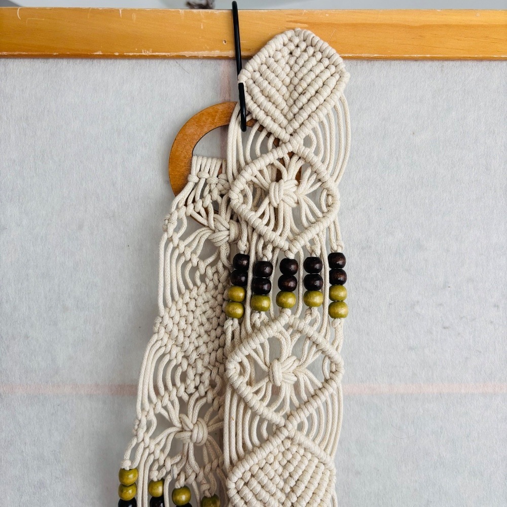 Boho Macrame Hippie Belt‎ Crochet Beaded Western Country Vintage 70s 80s - Picture 7 of 8